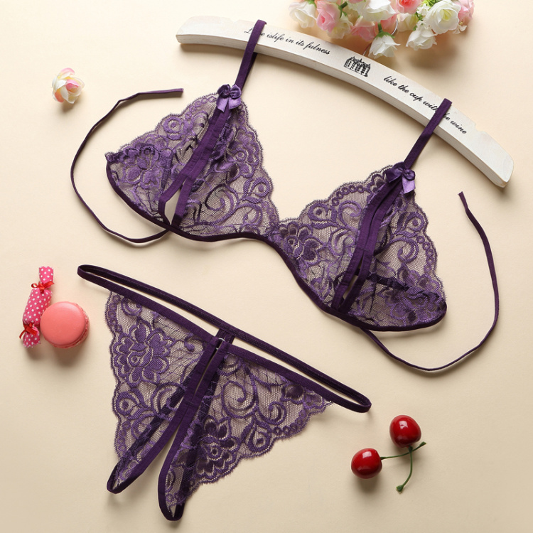 Ren lụa sợi đồ lót gợi cảm mở tập tin sex nóng Nhật Bản dễ thương phù hợp với đồ lót trong suốt sương ba điểm áo lót 
