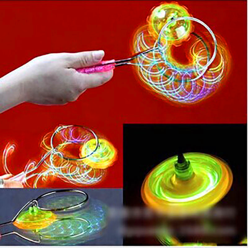 Hand-cranked magnetic gyro leisurely track combat gyro colorful glowing uu ball magic glowing toy