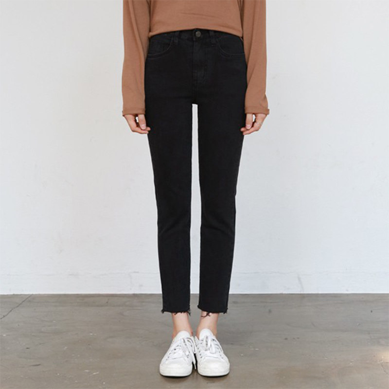 Pear-shaped body wears smoky gray large size straight jeans for women, fat sister, loose high waist, thin velvet pants