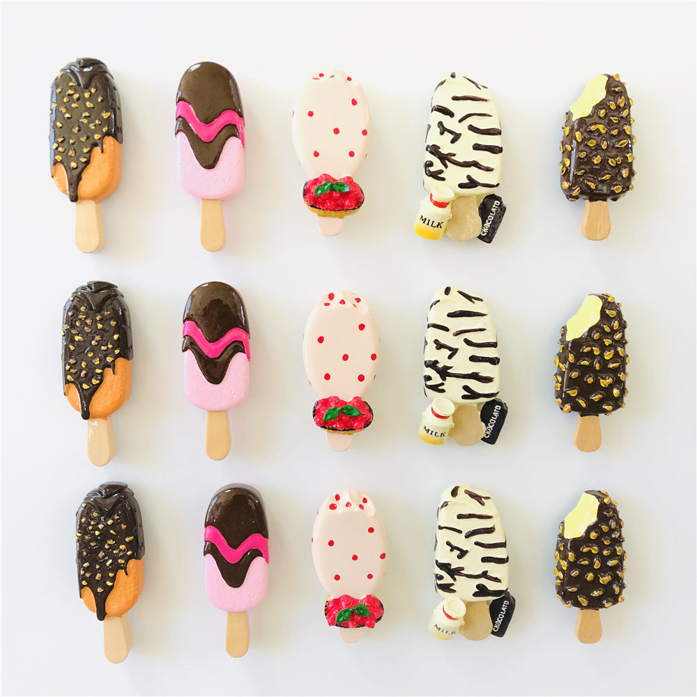 Banmei Summer Creative Simulation Chocolate Popsicle Popsicle Cute Decorative Resin Refrigerator Sticker Magnet Magnet