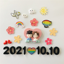 Half-plum wedding refrigerator stickers customized double happy characters cute cartoon creative new wedding room decoration resin magnetic stickers