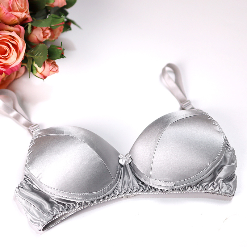  Silk Bra 100% Mulberry Silk Double-Sided Silk No Underwire Smooth Thin Cup Women's Underwear