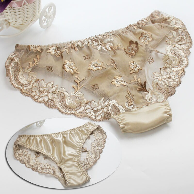 Sexy 100% mulberry silk panties with transparent lace on the back. Silk panties can also be so sensual