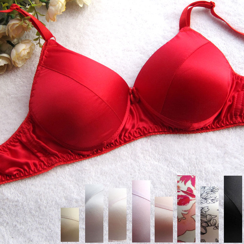 Silk Bra No Steel Ring Mulberry Silk Red Black Sexy Thin Cup Ladies No Support Comfort B Cup Underwear