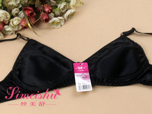 Đồ lót 100% lụa hai mặt lụa áo ngực mùa hè không có vòng thép siêu mỏng miếng xốp chống va đập áo lót