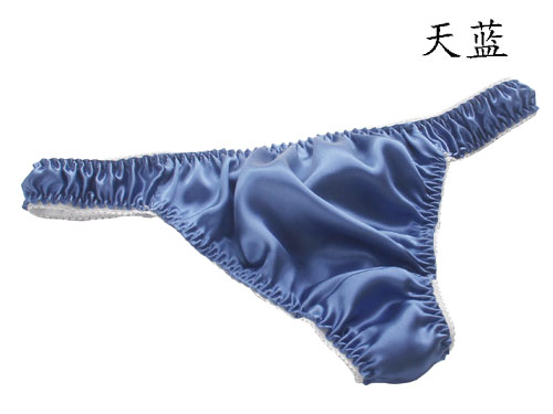 Thoải mái thong 100% lụa unisex Eo thấp lụa gợi cảm Áo thun lụa màu xanh thoáng khí quần lót nam tam giác