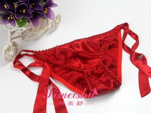 Thời trang mặc bikini 100% đồ lót lụa của phụ nữ bên tie quần lót thong lụa kích thước lớn