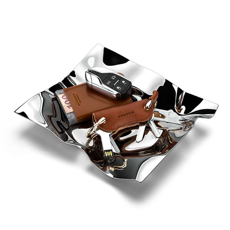 Nordic entrance shoe cabinet key storage box fruit pot stainless steel tray ornament table top miscellaneous storage box