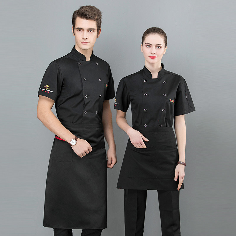 Chefs serving short sleeves Summer Garching up Breathable Baking Pastry Rice Hall Hotel Rear Kitchen Chefs Conserved Men