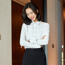 Professional tooling women interview white shirt set long sleeve hotel cashier front desk overalls OL jewelry sales uniform