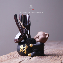 Boutique tea ceremony six gentlemen kung fu tea set accessories cute piggy creative purple sand ornaments hydroponic flower pot flower pot