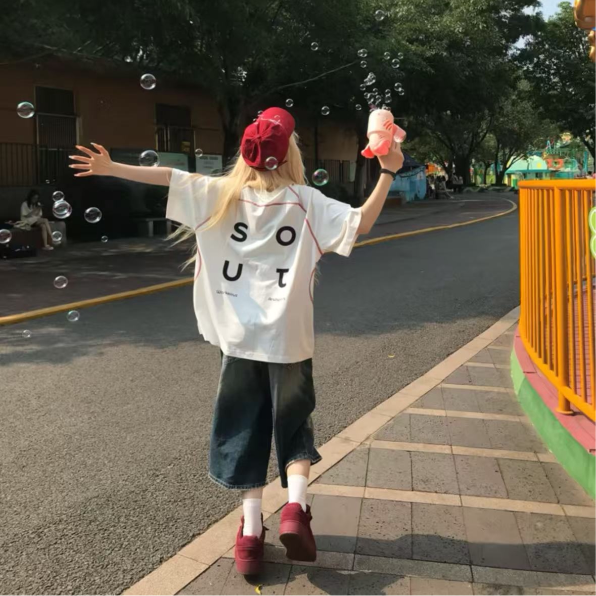 Американский уличный костюм fried street, женский летний свободный джинсовый укороченный костюм с короткими рукавами, студенческая супер-горячая одежда из двух частей, полный комплект