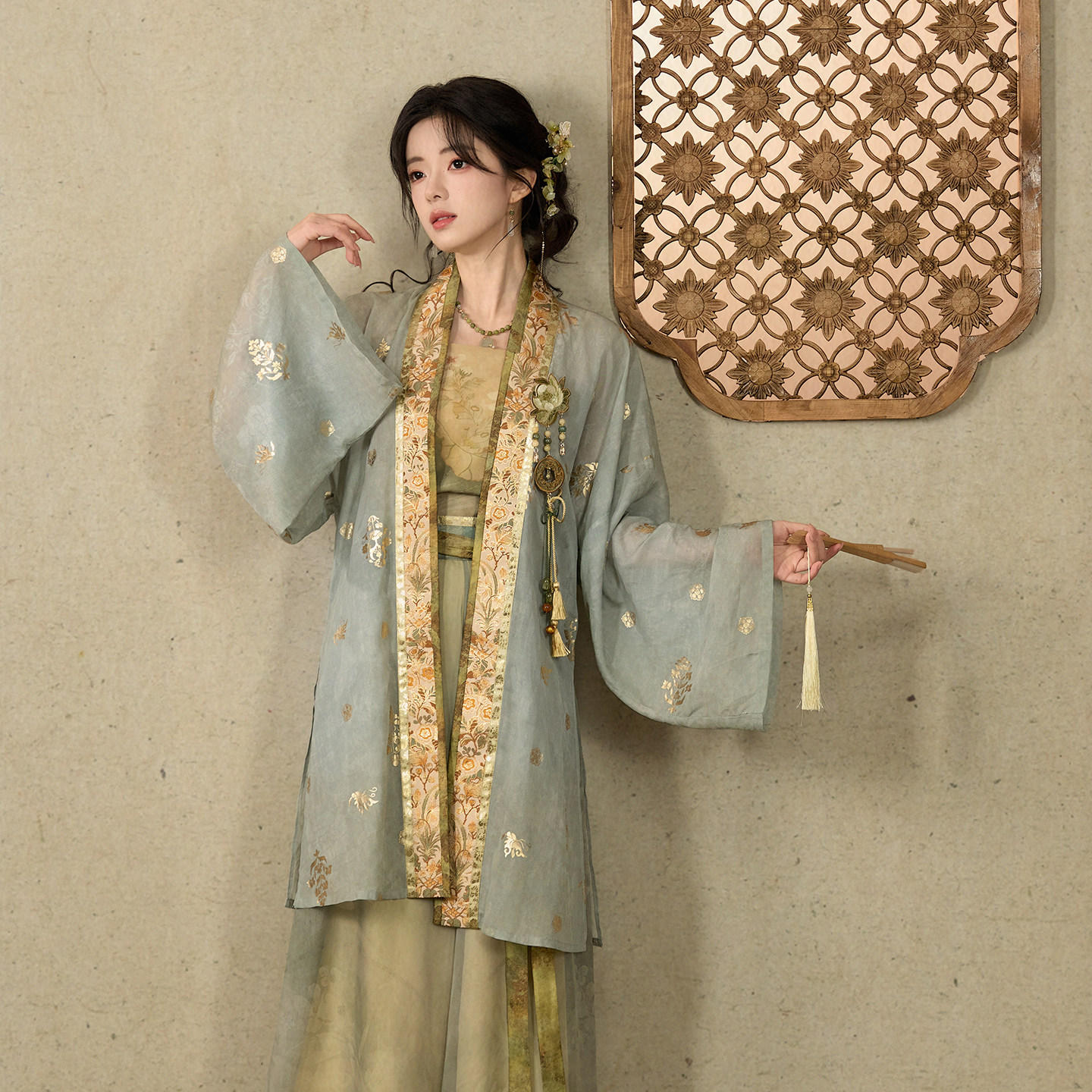 13本の小さな豆もやし【翡翠の粉－南宋時代の衣装を開放するコラボレーション】テンセル花羅宋時代の漢服（女性用）
