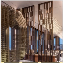 Custom hotel lobby rose gold aluminum carving background wall Chinese decoration laser metal stainless steel screen partition