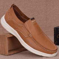 Foreign Trade Men Shoes Soft-bottom Men Handmade Casual Leather Shoes Men Genuine Leather Light Shock Absorbing Single Shoes Breathable Yingren Tourist Shoes