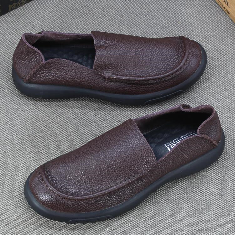 Casual single layer leather shoes men's genuine leather top layer cowhide foreign trade men's shoes slip-on shoes men's breathable driving shoes soft sole