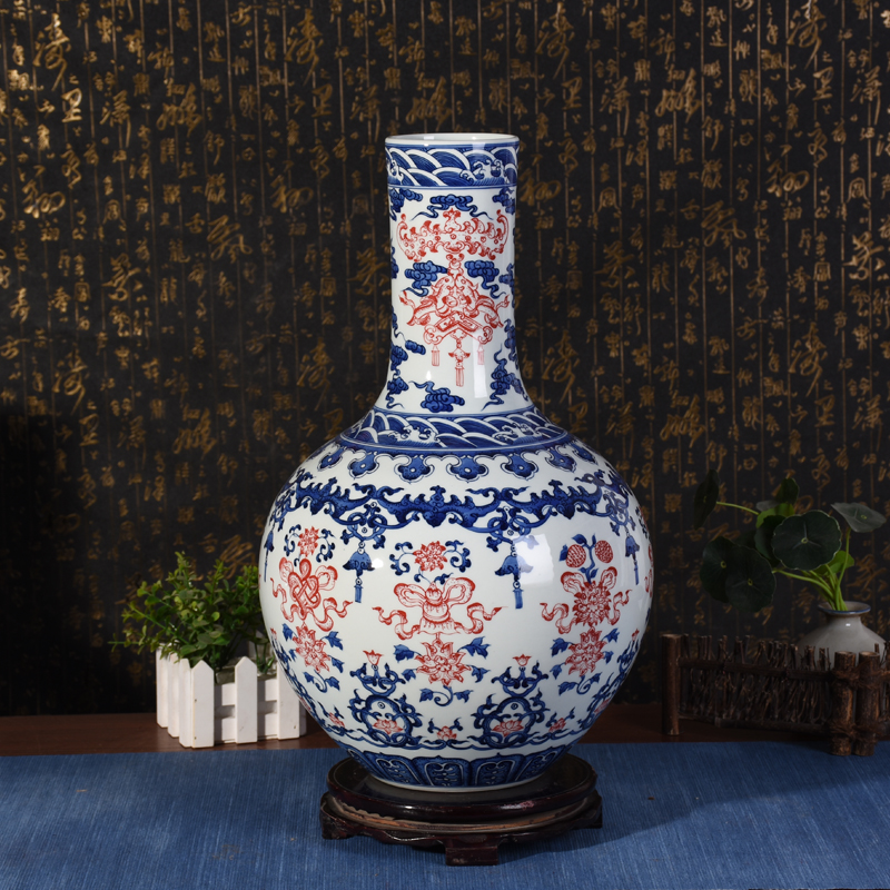 Jingdezhen ceramic vase home decoration flower arrangement dry flower Chinese living room TV cabinet porcelain ornaments crafts