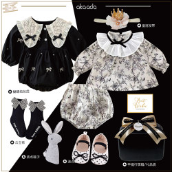 Spring, Autumn and Winter Newborn Baby Gift Box, Newborn Polka Dot Princess Dress, Pure Cotton Suit, Full Moon and 100Th Birthday Gift
