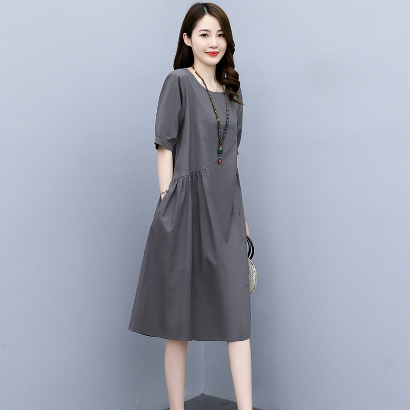 Cotton and Linen Dress for Women, Mid-Length, 2026 Summer New Style, Elegant, Loose-Fitting, Tummy-Concealing, Slimming, Stylish, Age-Reducing Dress Cotton and Linen Dress for Women, Mid-Length, 2026 Summer New Style, Elegant, Loose-Fitting, Tummy-Concealing, Slimming, Stylish, Age-Reducing Dress