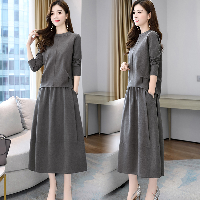 Early Spring Dress Women's Two-Piece Set 2026 New Style Loose Fit Covers Belly, Looks Slimming, Stylish and Age-Reducing Mom Outfit Dress Early Spring Dress Women's Two-Piece Set 2026 New Style Loose Fit Covers Belly, Looks Slimming, Stylish and Age-Reducing Mom Outfit Dress
