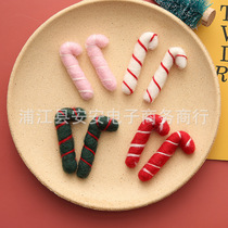 Santa Claus cane wool felt finished DIY gift box bouquet decoration material Christmas tree pendant holiday accessories