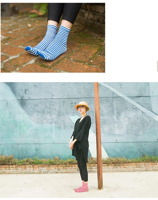 Vớ nữ sọc cotton mùa thu mẫu nữ trong vớ ống Phiên bản Hàn Quốc của tất nữ dễ thương mùa thu và mùa đông vớ hoang dã vớ dài vớ nữ tất 