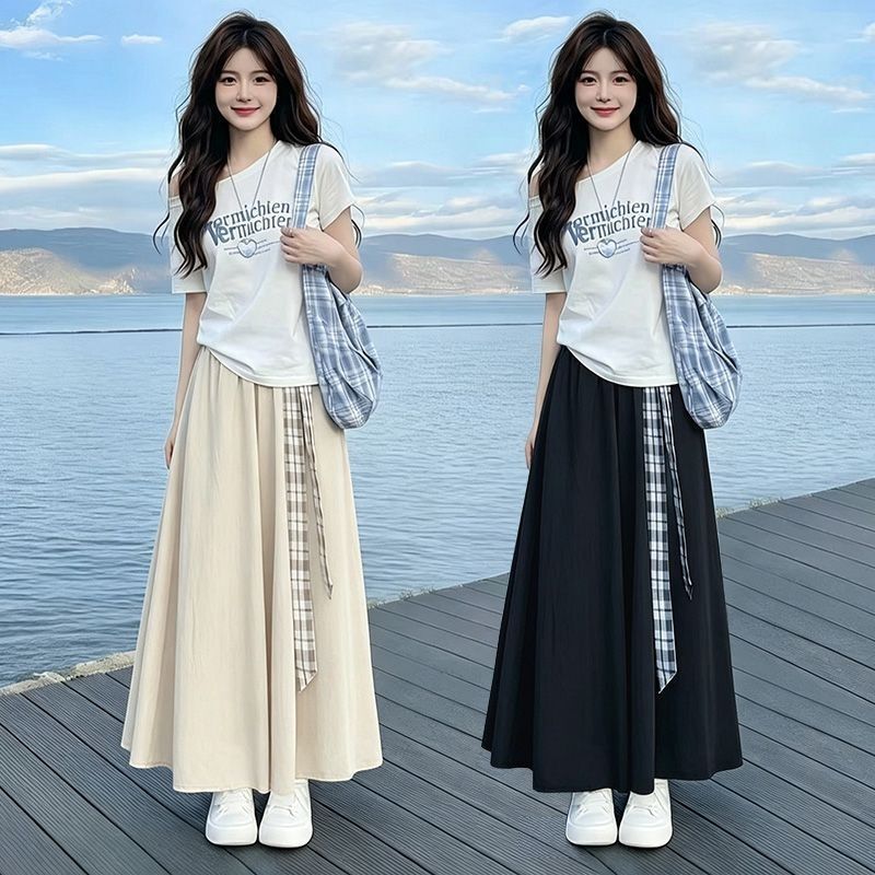 Single/Two-Piece Large Size 150kg Casual Yamamoto Pants for Women, Summer Drapey A-Line Skirt, Loose Wide-Leg Pants Skirt