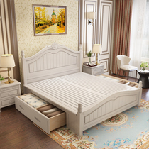 American country solid wood bed 1 8 m 1 5m European Korean style oak double storage princess wedding bed bedroom furniture