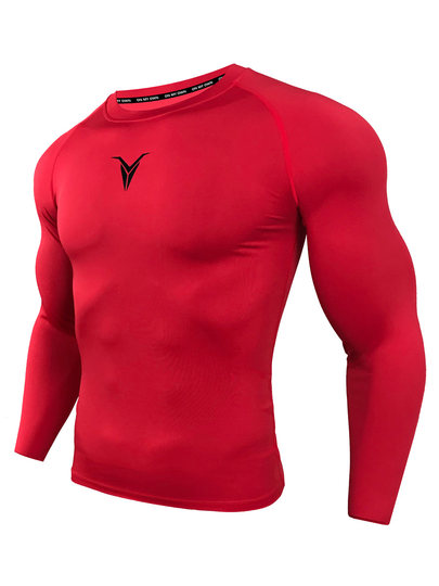 Black Letter Print Fitness Tights Men's Long-Sleeved High-Elastic Quick-Drying Training Clothes Base Layer Running Sports Tops Autumn and Winter