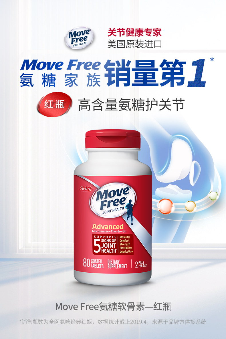 美国产 维骨力MoveFree 红盒软骨素 80粒 关节疼首选 图2