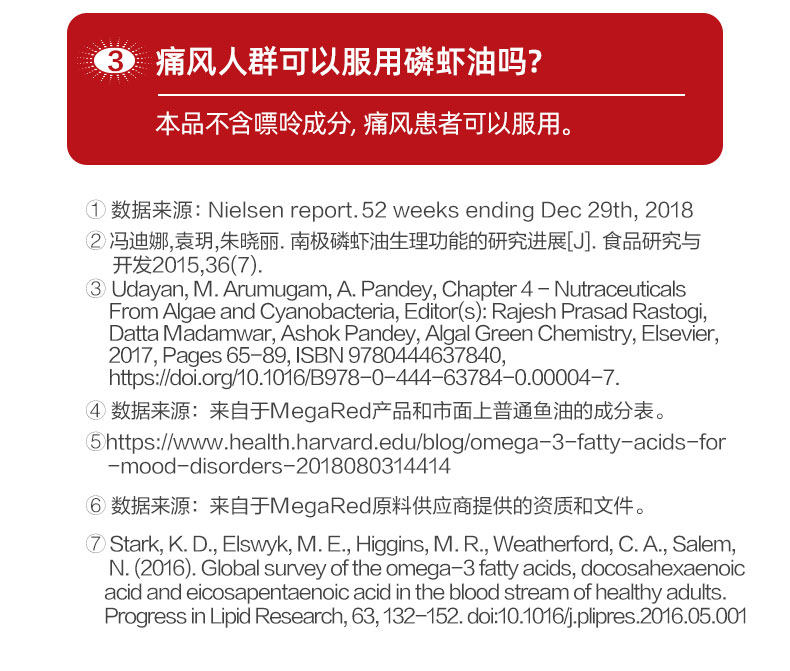 美国产 MegaRed 南极磷虾油胶囊 120粒*3瓶 通血管降三高 图13