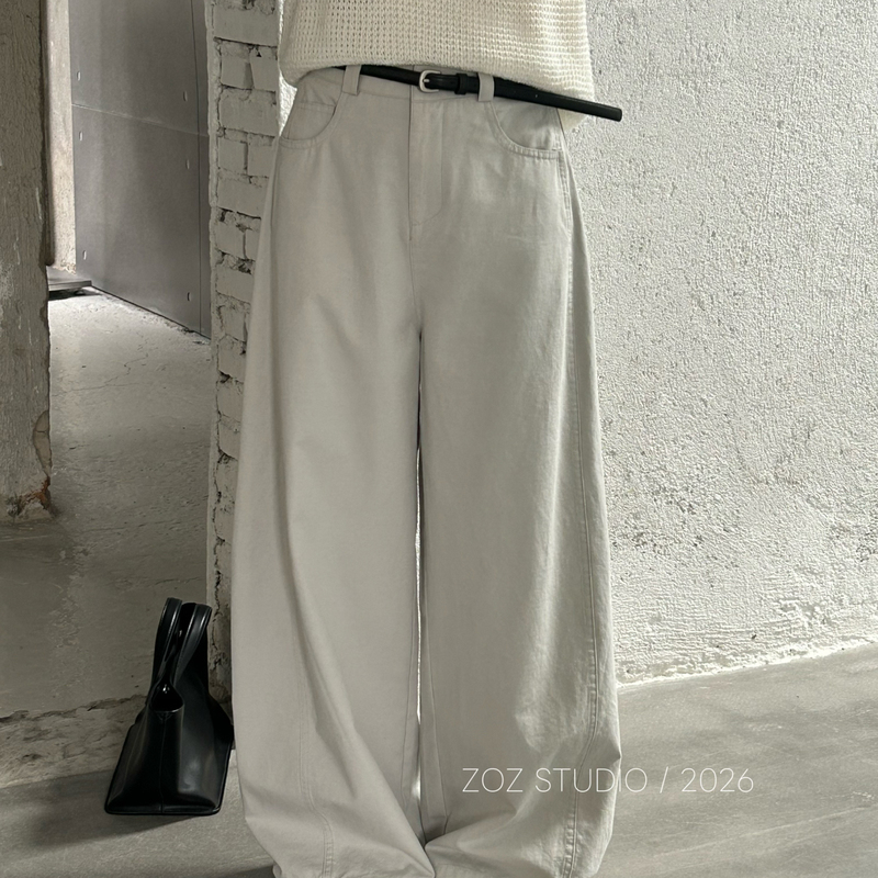 Yuli Office Korean-Style Spring High-Waisted Slimming Loose-Fitting Floor-Length Versatile Washed Cotton Casual Pants for Women