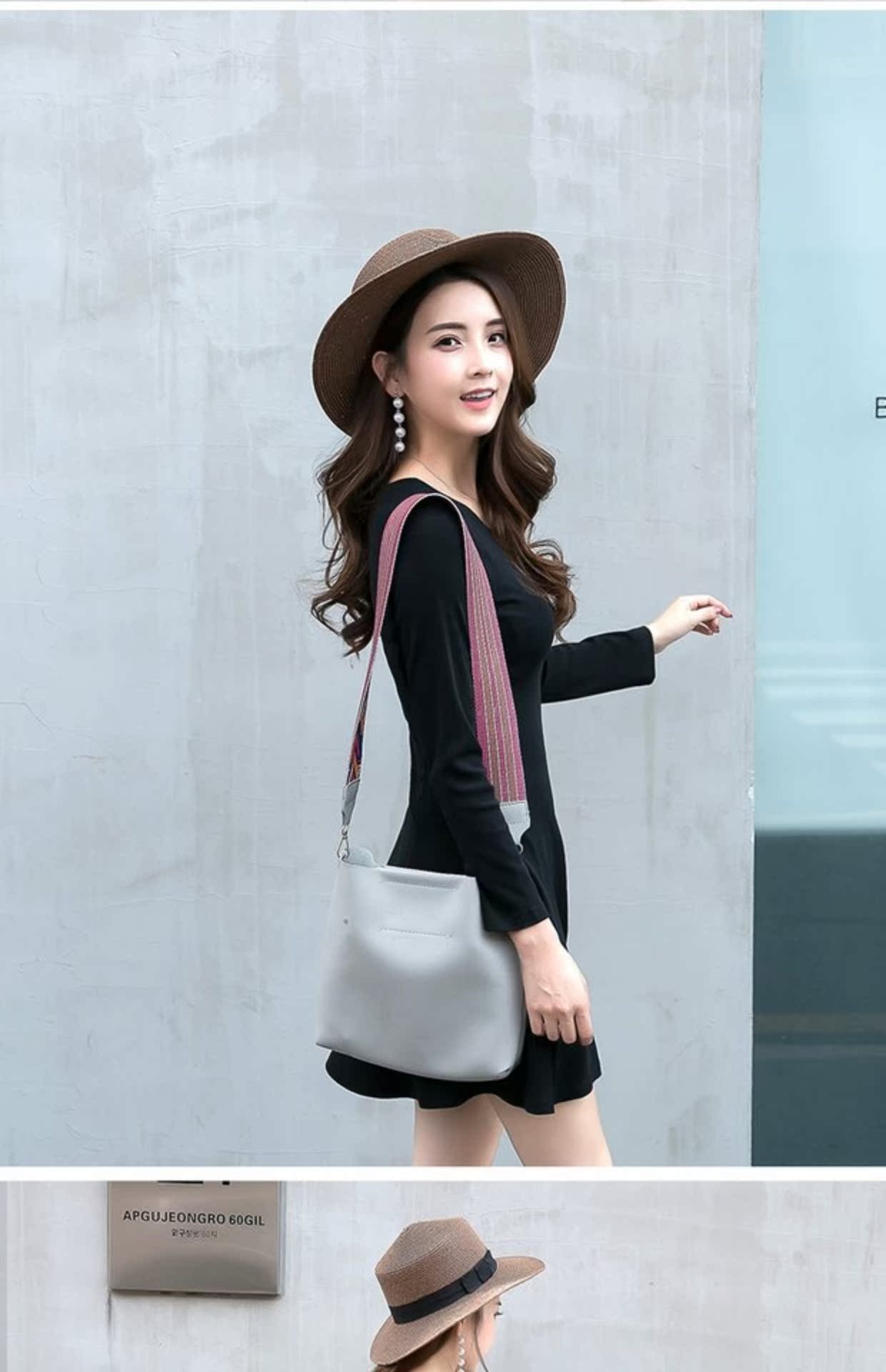 2017 mới mùa đông tấm dài tay màu đen váy nữ tính khí Hàn Quốc hoang dã Slim eo là váy mỏng một từ váy xòe ngắn liền thân