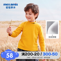 Monmummie girls autumn winter new blouse child cotton t-shirt male baby warm with high collars undershirt tide