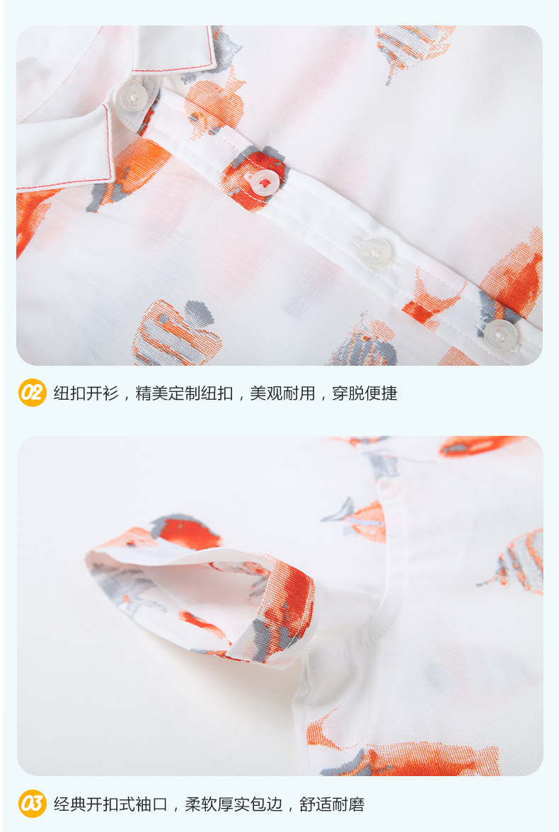 Mengmen Mo Mixia Áo sơ mi nam mới cho bé trai Áo sơ mi nam ngắn tay In áo sơ mi nam - Áo sơ mi áo bé trai