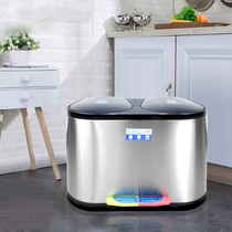 Good Environmental Classification trash bin stainless steel foot kitchen living room area double barrel outdoor trash bin 20 liters