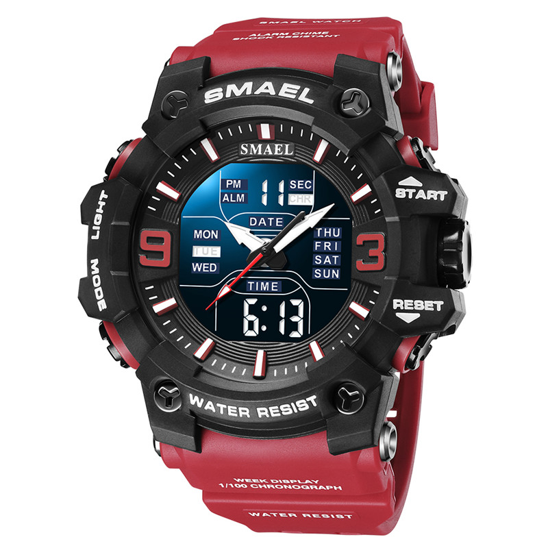 2022 Cross-border New Pint Waterproof Sports Watches Men Versatile Nighttime Cool outdoor students Double-display electronic watches