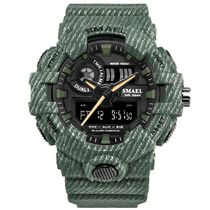 New outdoor military watch denim pattern sports double display mens multi-function LED electronic outdoor waterproof watch