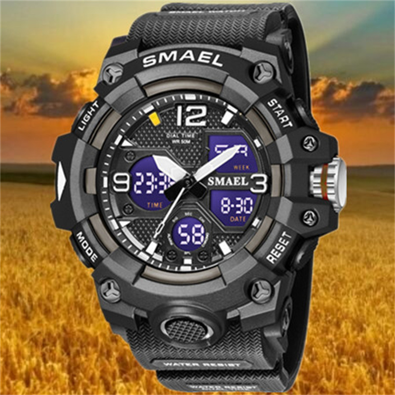 Outdoor luminous men's table sports waterproof double-display couple watches wild multifunctional LED large dial electronic meters