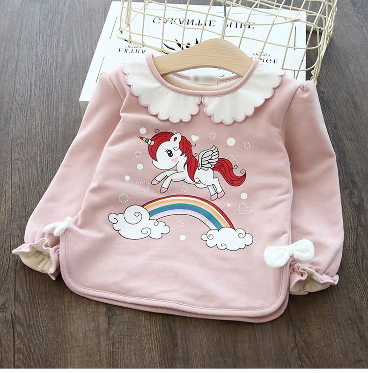 Áo thun bé gái mùa thu mới bé gái đáy quần cotton ve áo bé gái áo sơ mi búp bê phiên bản Hàn Quốc của các bé nhỏ áo phông thu đông bé gái đẹp