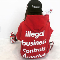 anti social social club illegal trade plus velvet INS Tide brand slogan loose hoodie male