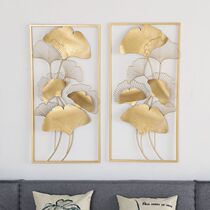 Neoclassical Ginkgo Leaf Wall Decoration Iron Art Wall Decoration Wall Decoration Pendant Chinese Living Room Restaurant Genguan Background Wall Adornment
