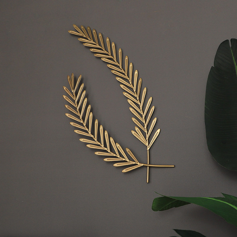 Iron Art Golden Wheat Ears Wall Ornaments Ins Wind Nordic Light Lavish Living Room Wall Decorative Milk Tea Shop-Like Board Room