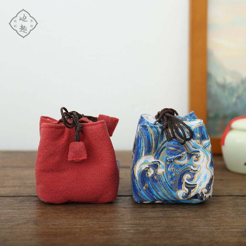 Japanese style tea ceremony old cotton bag teacup bag thickened cloth bag jewelry jade bag portable teacup cover