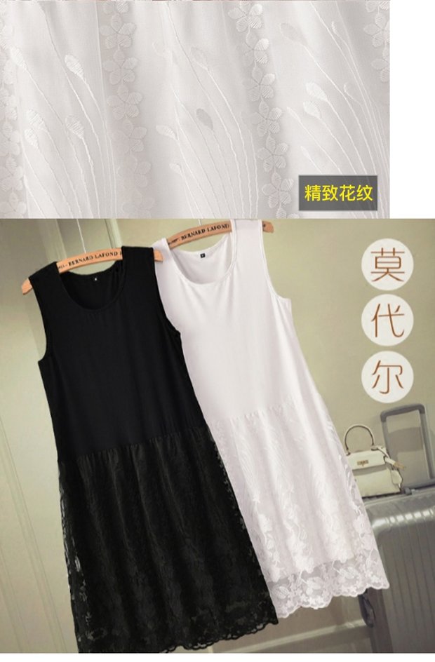 Phụ nữ có kích thước lớn, váy ren lỏng, váy có dây đeo phía dưới váy Modal có tay dài giữa bên trong với jumpsuit áo tắm