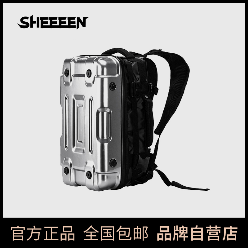 Sheeeen Mecha-Style Backpack Cyberpunk-Style Motorcycle Helmet Bag Hard-Shell Backpack Luggage-Style Backpack