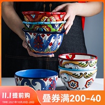 Bohemia hand-painted ceramic cutlery bowl rice bowl Net Red shaped bowl fruit salad bowl home breakfast cereal bowl