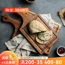 Sherry Day-Type Syth Wood Cutting Board Case Board Single Handle Rectangular Solid Wood Chopping Board Fruit Tray Cut Vegetable Plate
