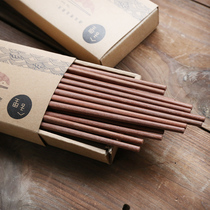 Sherry Japanese high-grade hardcover edition natural environmental protection no paint no wax log red sandalwood chopsticks family 10 pairs