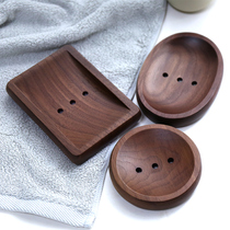 Sherry Japanese-style creative black walnut wooden soap box soap box Bathroom handmade drain soap rack soap box